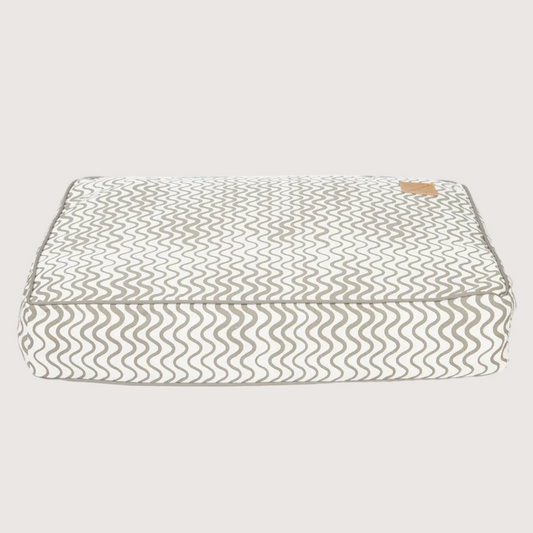 Cushion Dog Bed - Mocha Wave Print