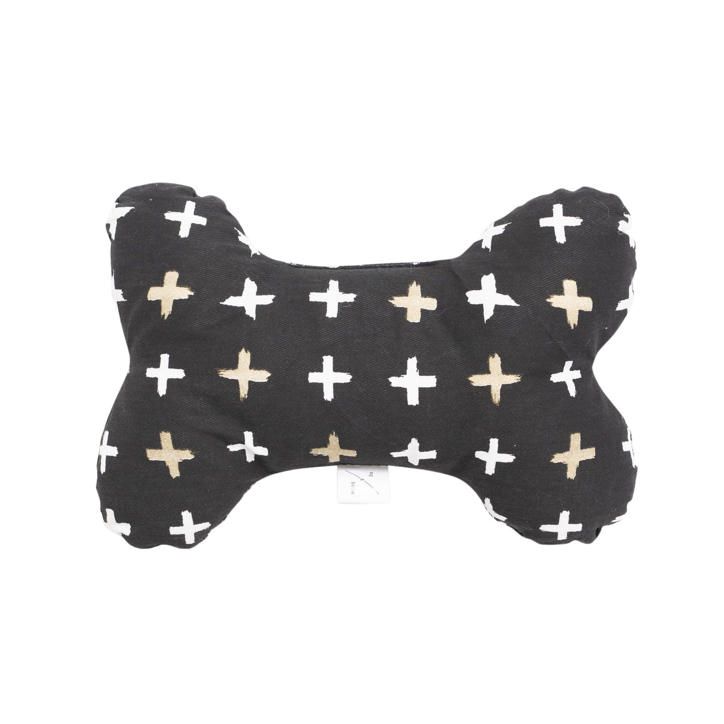 Toy - Bone Shape, soft - Black Metallic Cross Print