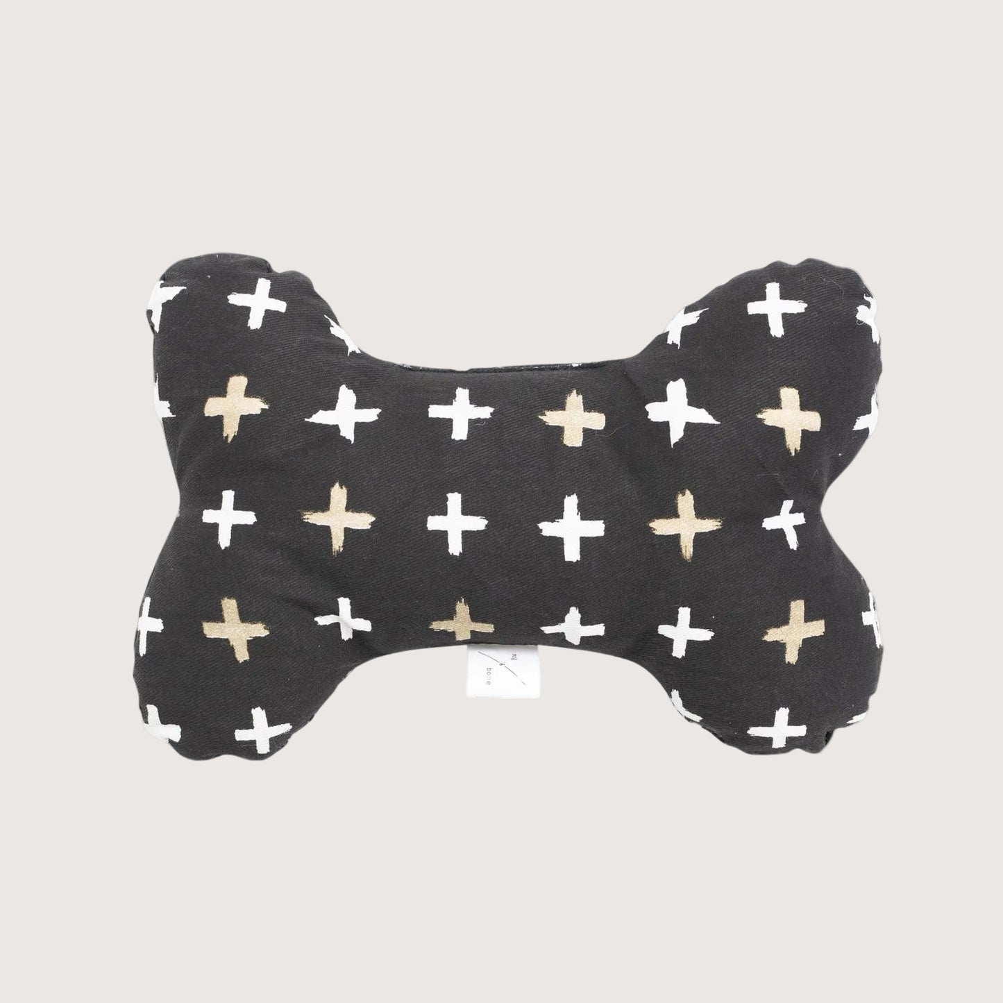 Toy - Bone Shape, soft - Black Metallic Cross Print