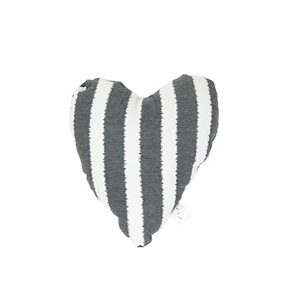 Toy - Heart Shape, soft - Charcoal Hamptons Stripe