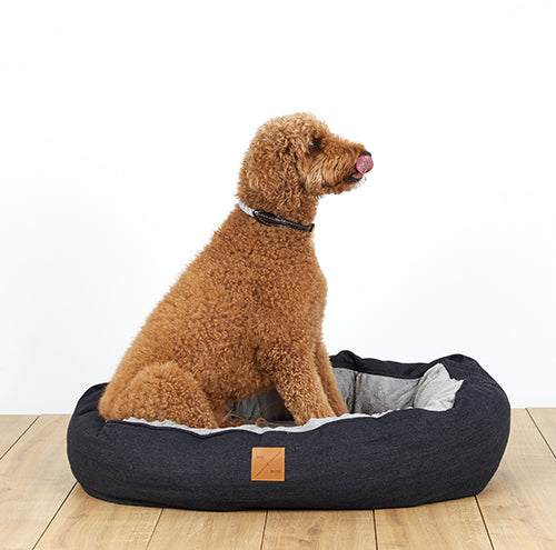 Mog & Bone 4 Seasons Reversible Circular Dog Bed - Black Denim