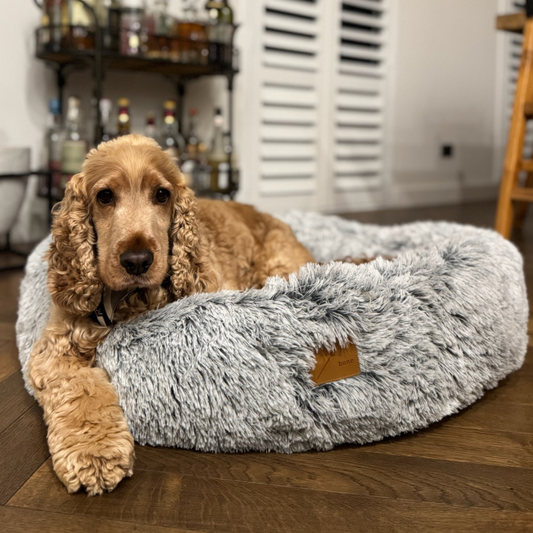 Anti-anxiety Soothing Circular Dog Bed - Soft Gray