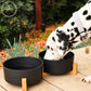Bamboo Dog Bowls - Double with Stand - Black