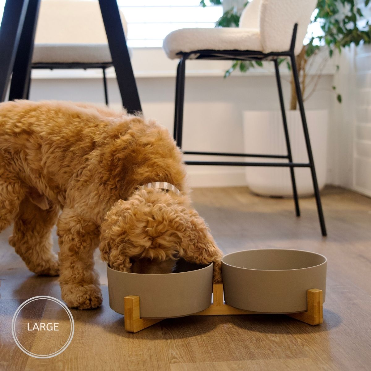 Bamboo Dog Bowls - Double with Stand - Mocha