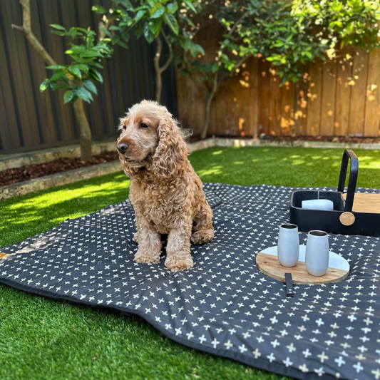 Dog Car Seat Cover - Black Metallic Cross Print