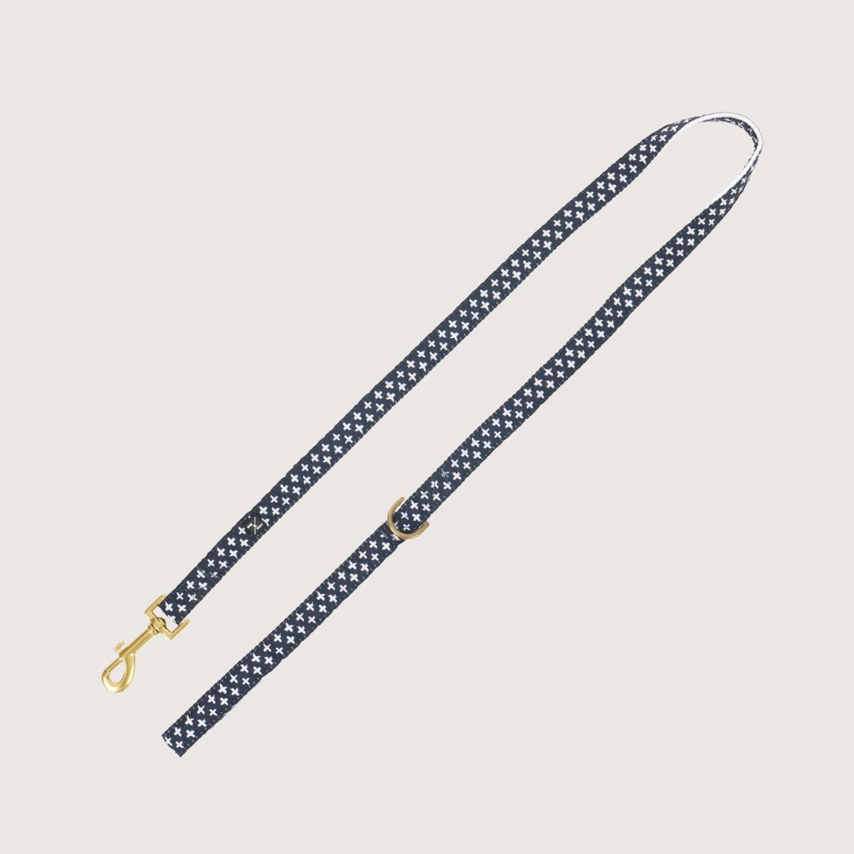 Hemp Dog Lead - Navy Cross Print