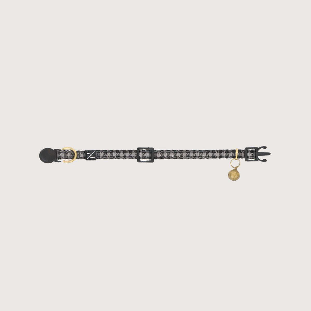 Cat Collar - Hemp - Mocha/ Black Gingham Print