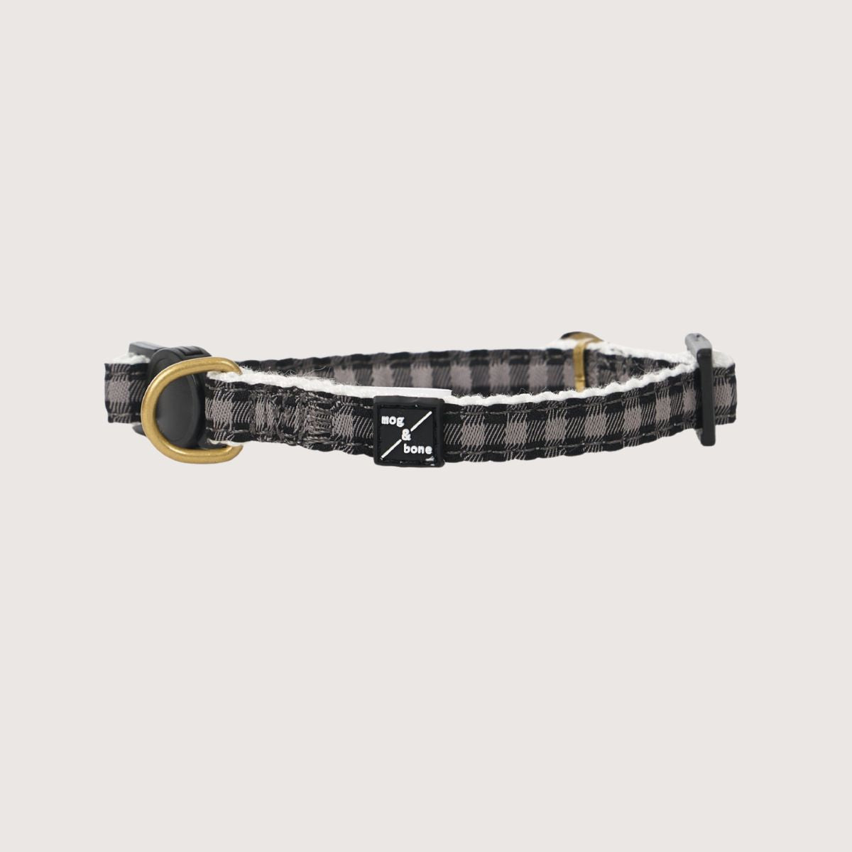 Cat Collar - Hemp - Mocha/ Black Gingham Print