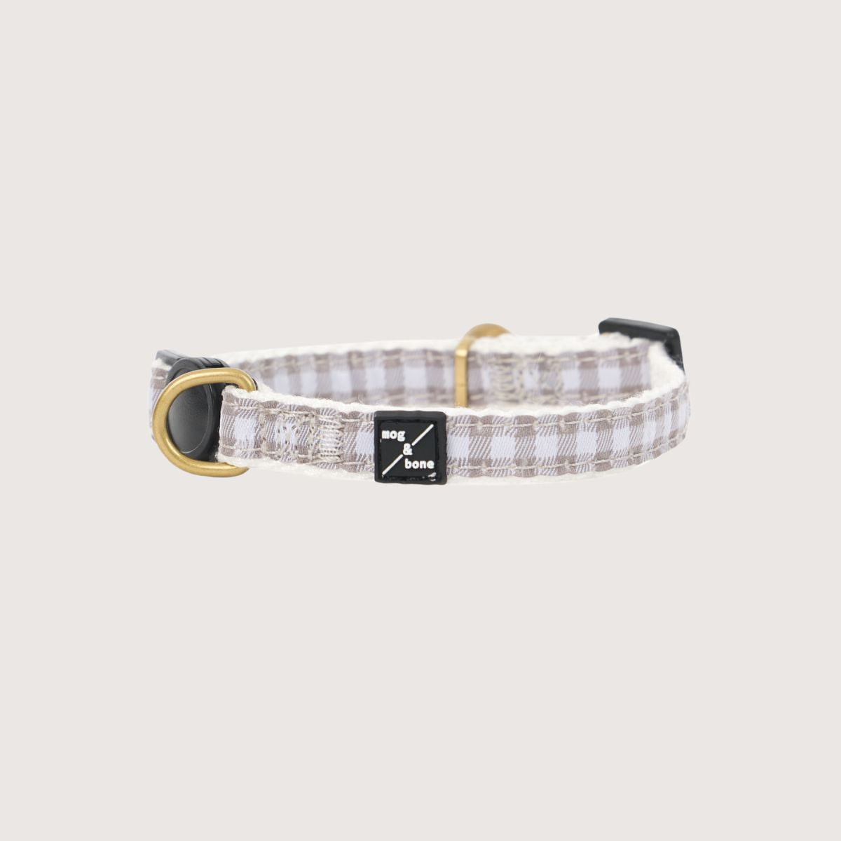 Cat Collar - Hemp - Mocha Gingham Print