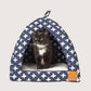 Cat Igloo - Navy Cross Print
