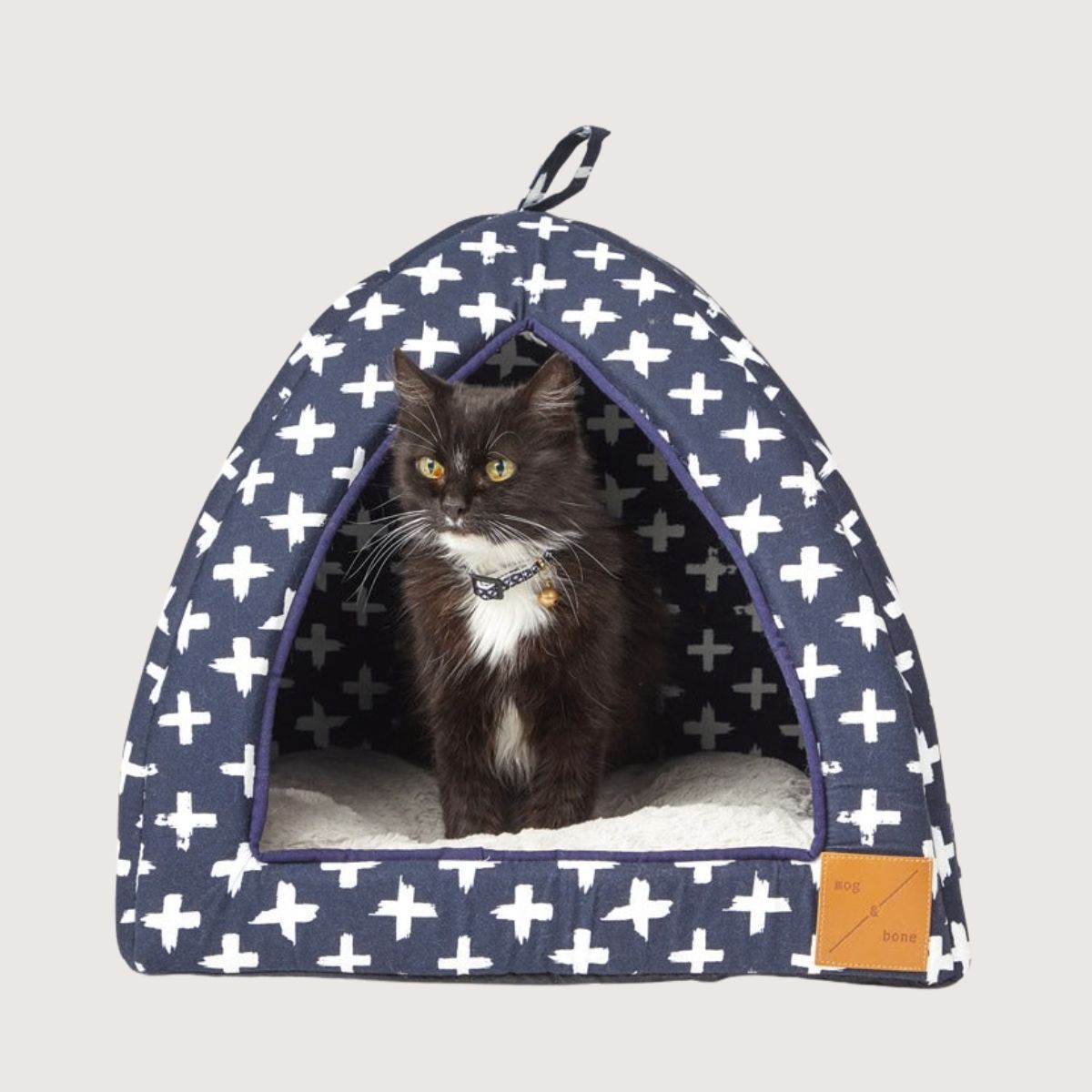 Cat Igloo - Navy Cross Print
