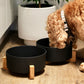 Bamboo Dog Bowls - Double with Stand - Black