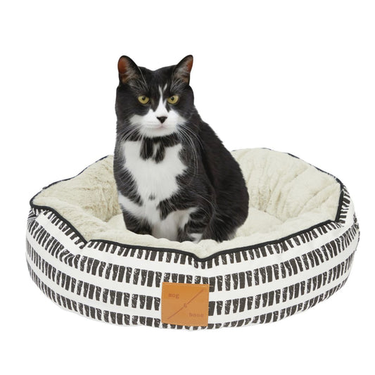 Cat Bed - Reversible - Black White Mosaic Print