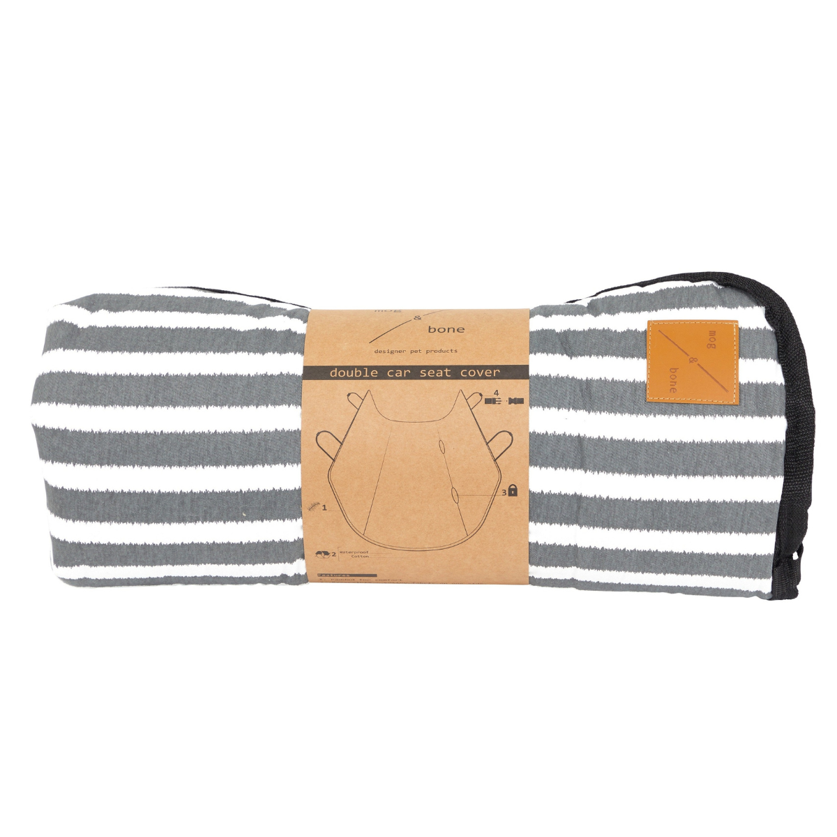 Dog Car Seat Cover - Charcoal Hamptons Stripe