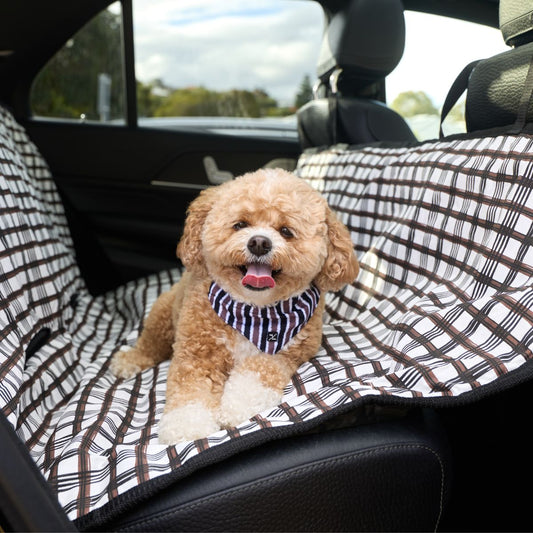 Dog Car Seat Cover - Cocoa/ Black Plaid Print