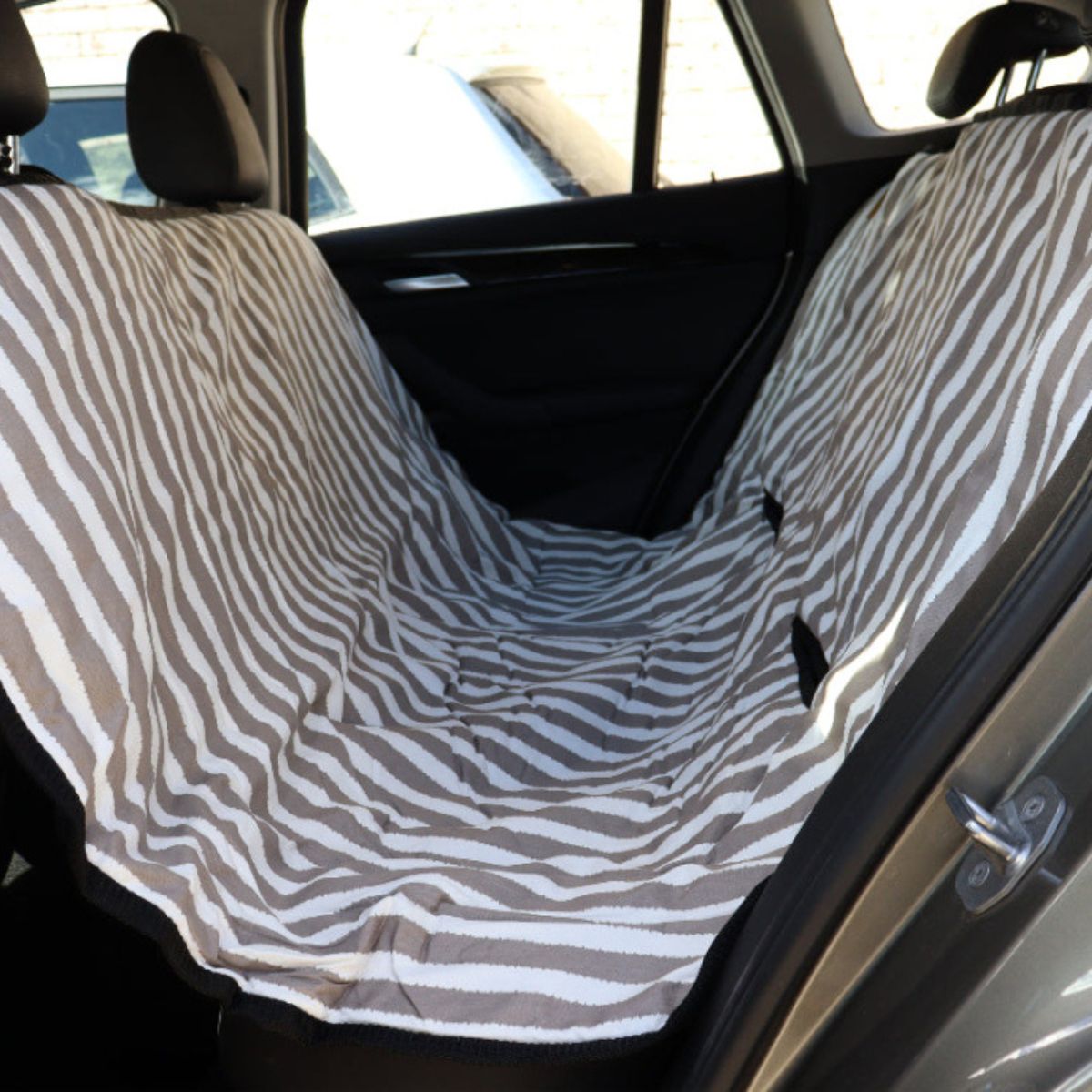 Dog Car Seat Cover - Latte Hampton Stripe