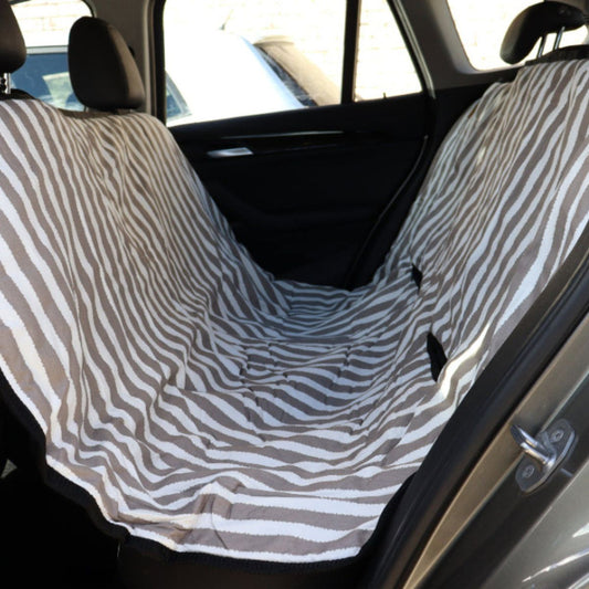 Dog Car Seat Cover - Latte Hampton Stripe