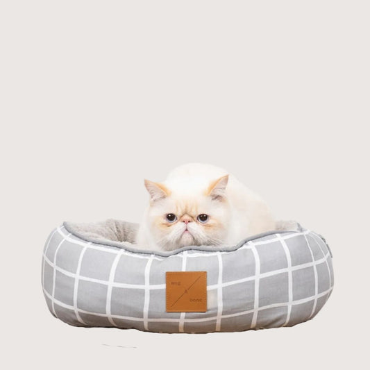 Cat Bed - Reversible - Grey Check Print