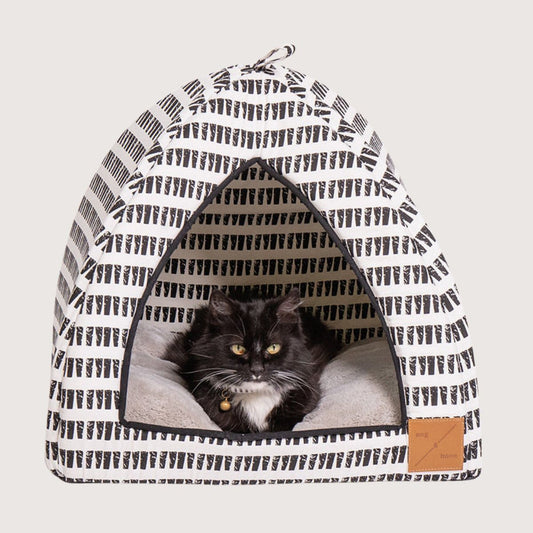 Cat Igloo - Black Mosaic Print