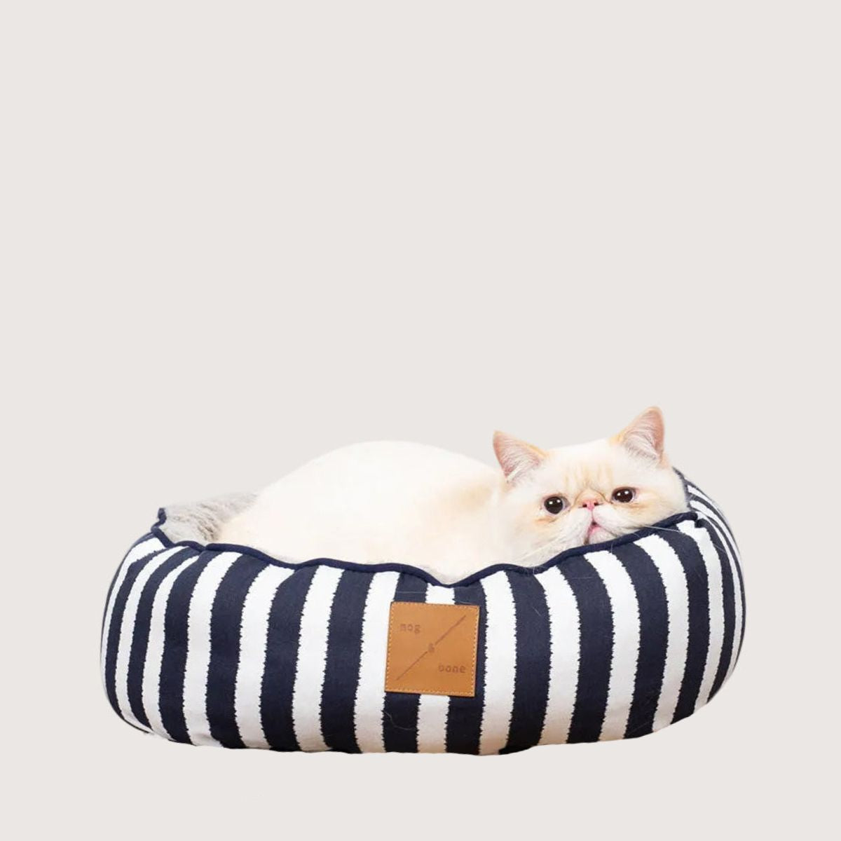 Cat Bed - Reversible - Navy Hamptons Stripe Print