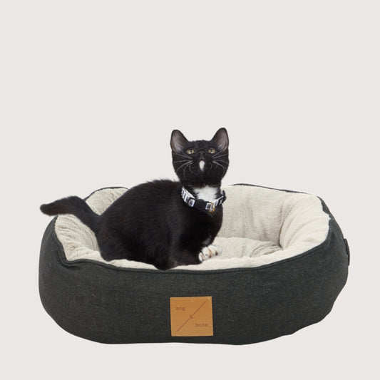 Cat Bed - Reversible - Black Denim