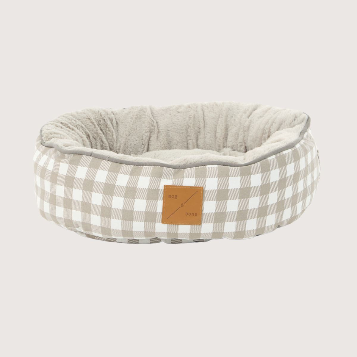 Cat Bed - Reversible - Mocha Gingham Print
