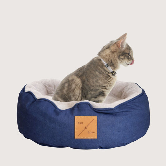 Cat Bed - Reversible - Navy