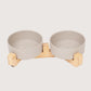 Bamboo Cat Bowl - Double with Stand - Mocha