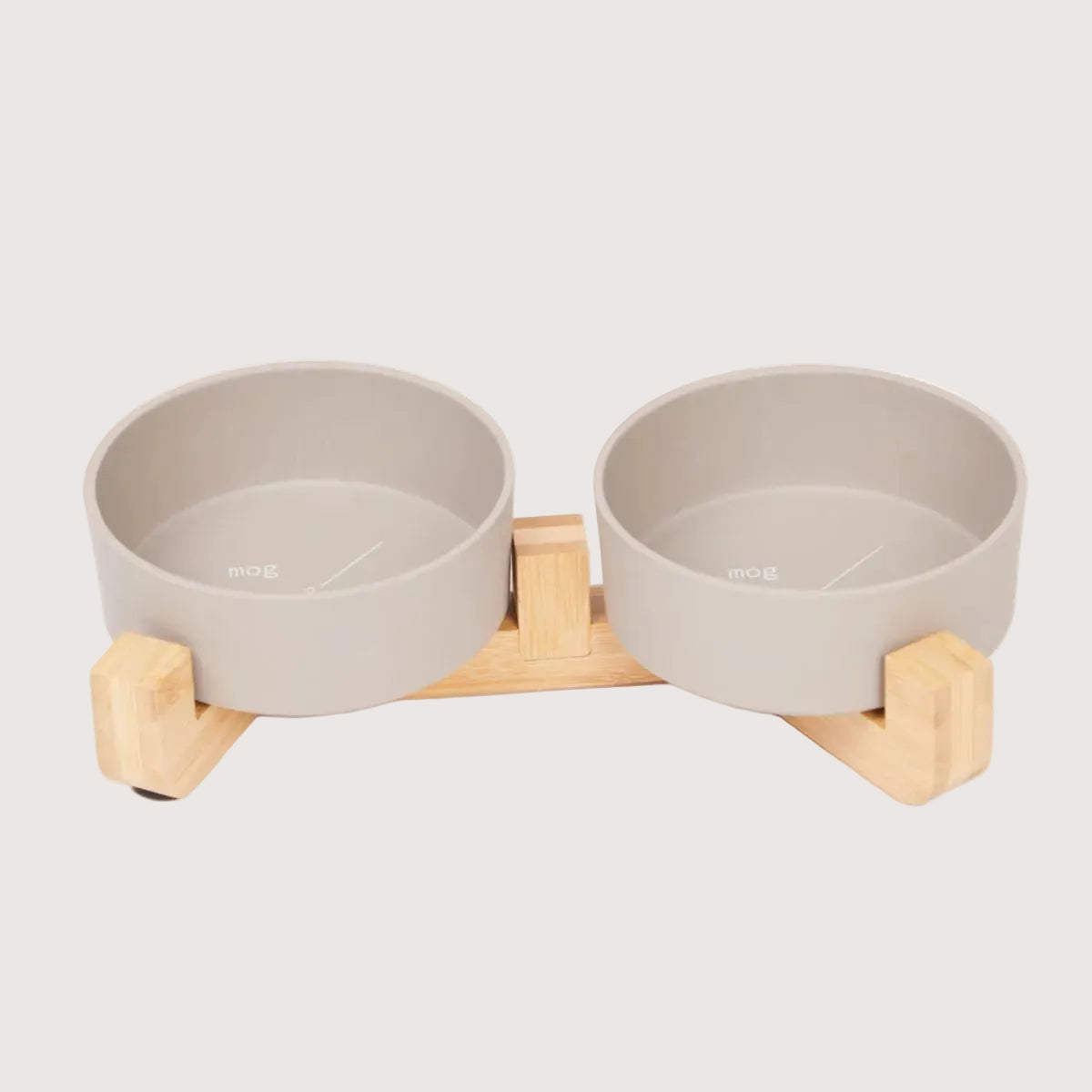 Bamboo Cat Bowl - Double with Stand - Mocha