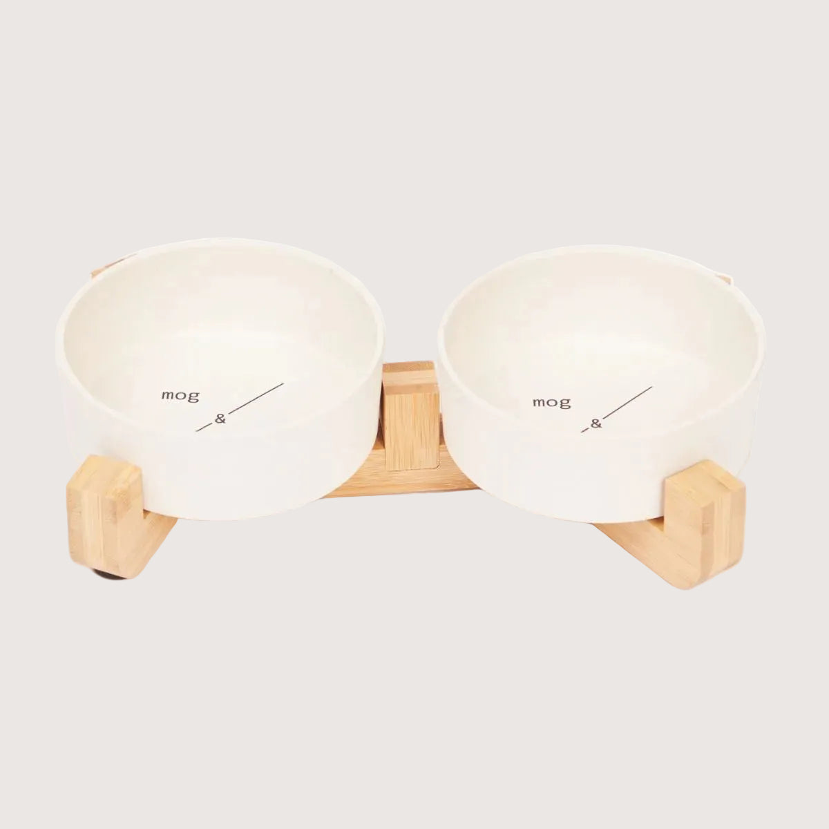 Bamboo Cat Bowl - Double with Stand - Natural