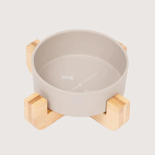 Bamboo Cat Bowl - Single with Stand - Mocha