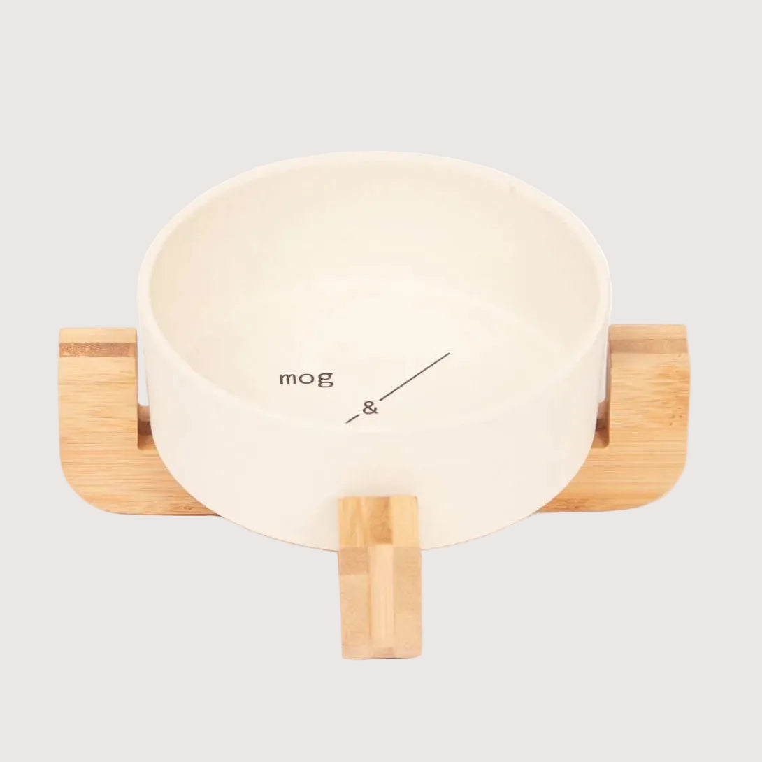 Bamboo Cat Bowl - Single with Stand - Natural