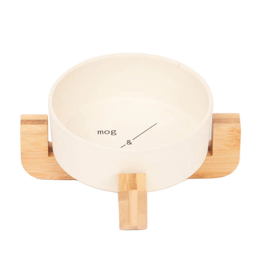 Bamboo Cat Bowl - Single with Stand - Natural