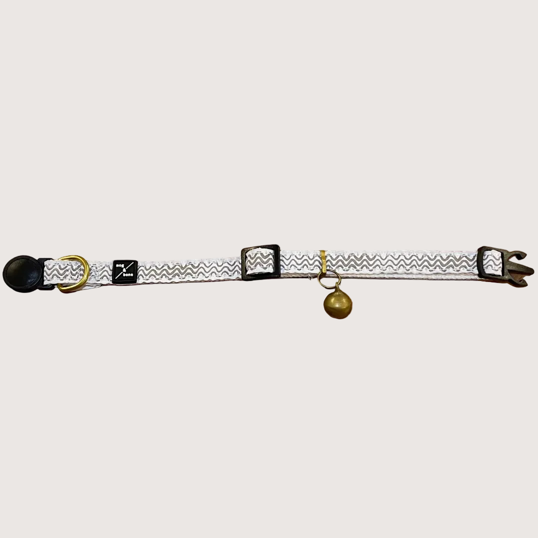 Cat Collar - Hemp - Mocha Wave Print
