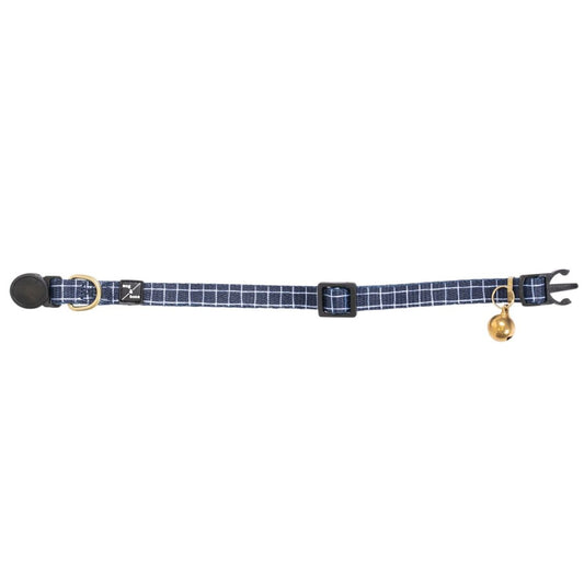 Cat Collar - Neoprene - Navy Check Print
