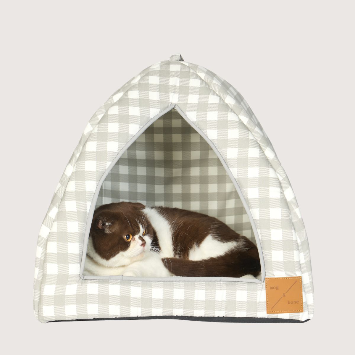 Cat Igloo - Grey Gingham Print