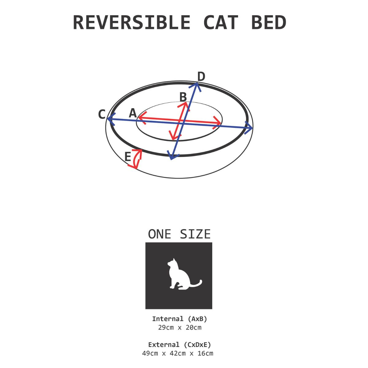 Cat Bed - Reversible - Grey