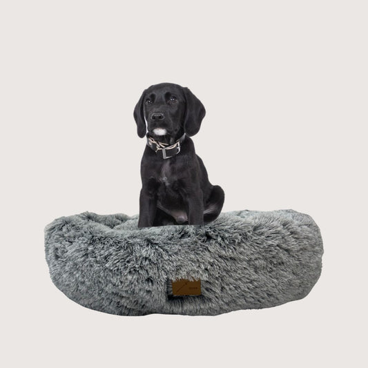 Anti-anxiety Soothing Circular Dog Bed - Soft Gray