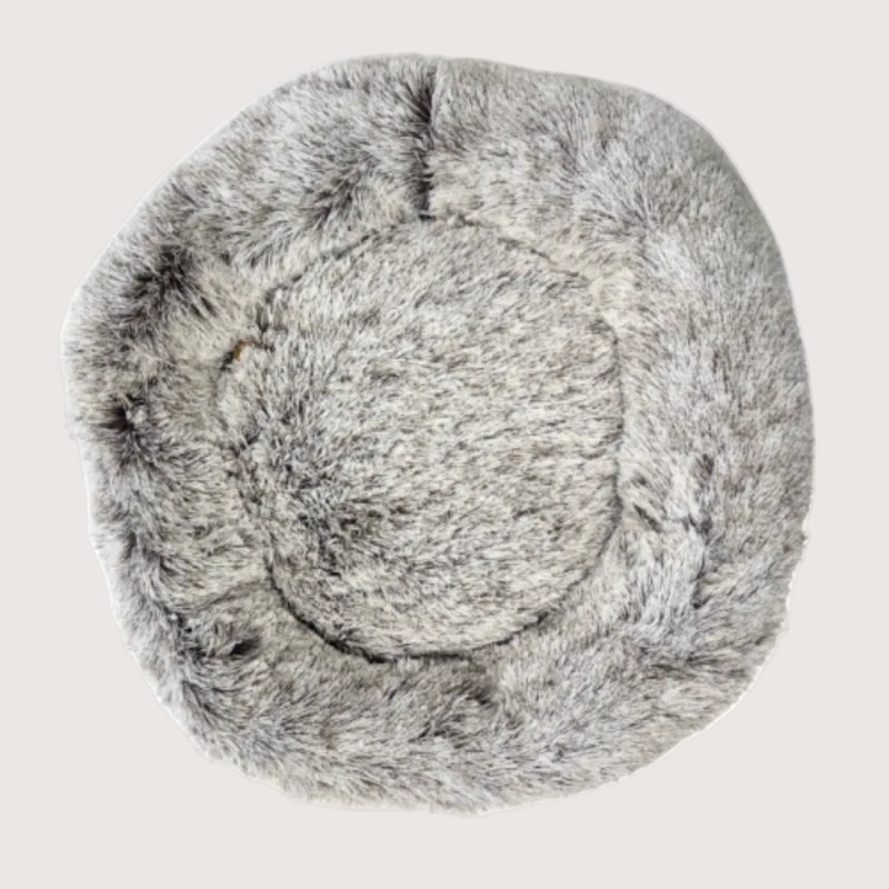mocha fleece dog bed on a white background