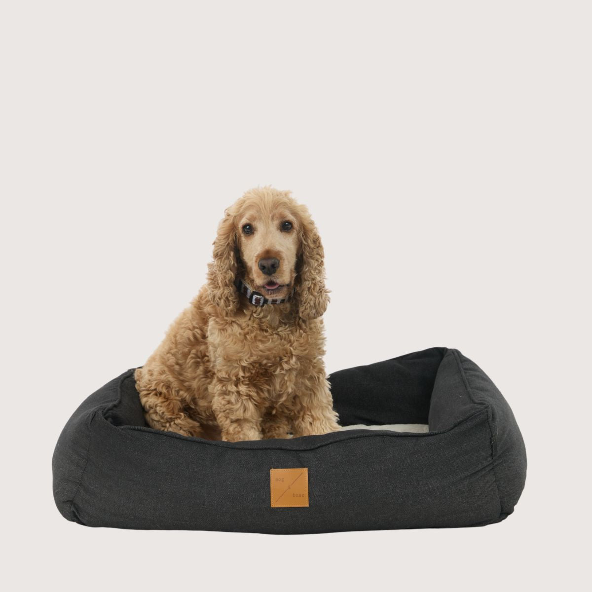 Bolster Dog Bed - Black Denim