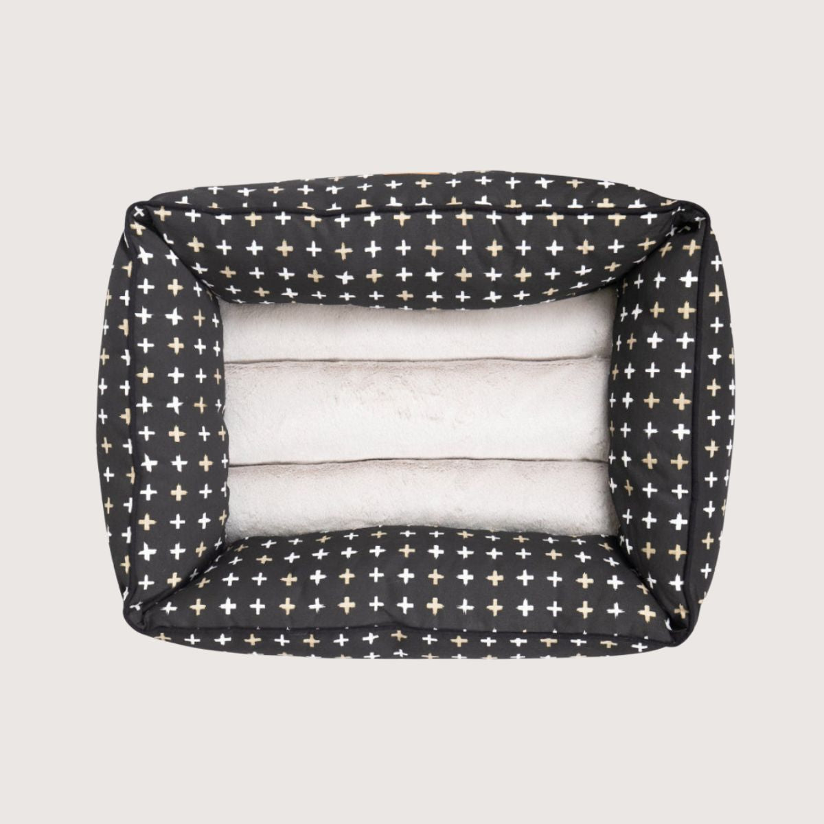Mog & Bone Bolster Dog Bed  - Black Metallic Cross Print