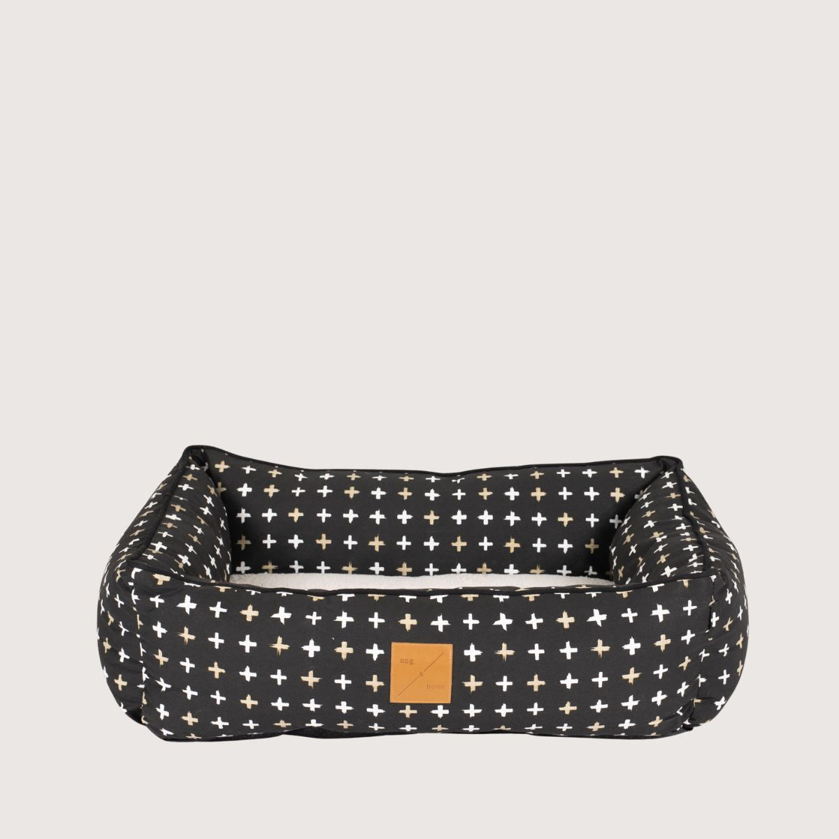 Mog & Bone Bolster Dog Bed  - Black Metallic Cross Print