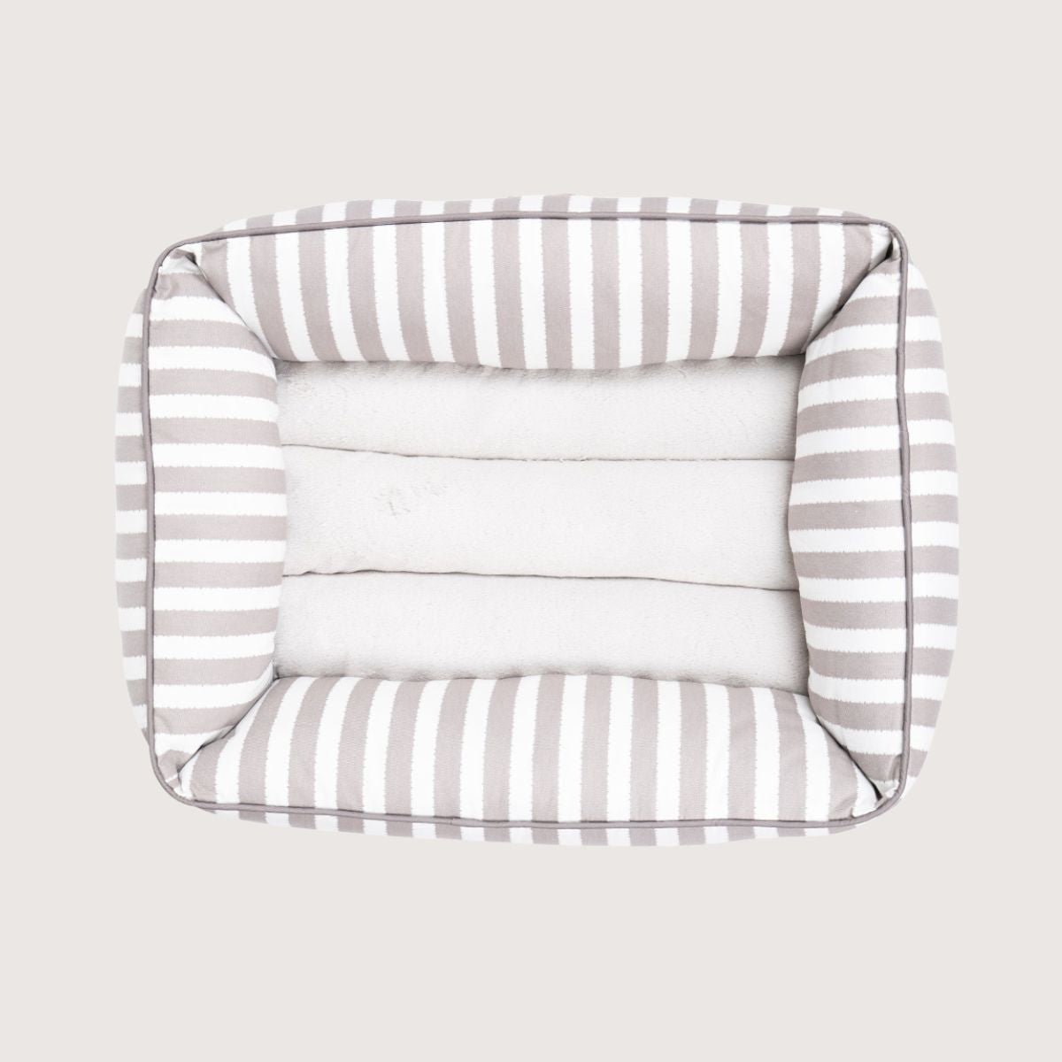 Mog & Bone Pet Products Bolster Dog Bed  - Latte Hampton Stripe Print