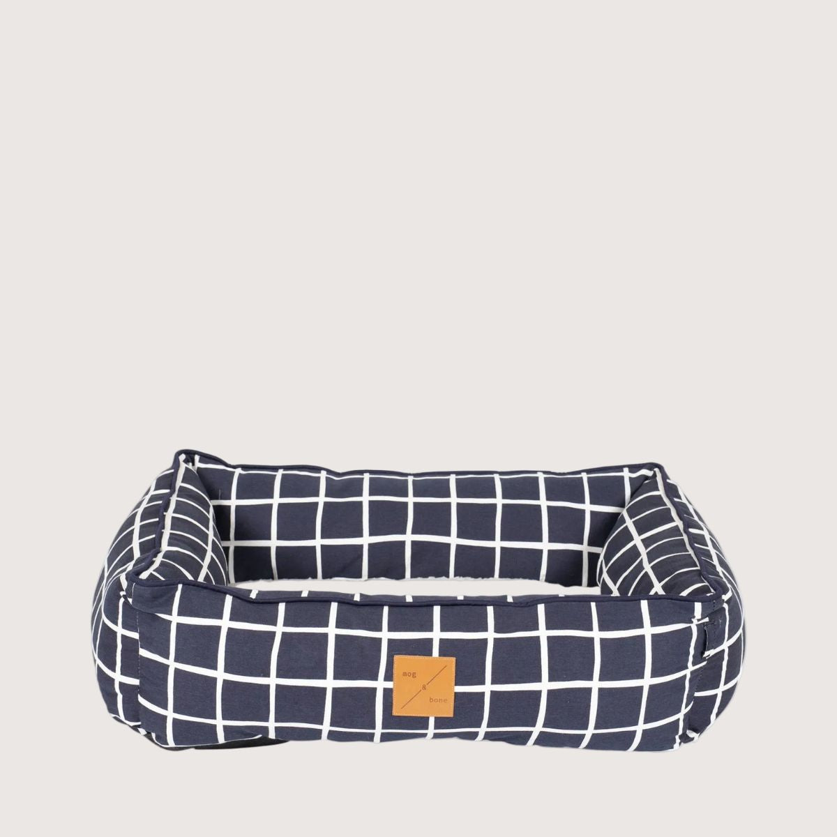 Mog & Bone Bolster Dog Bed  - Navy Check