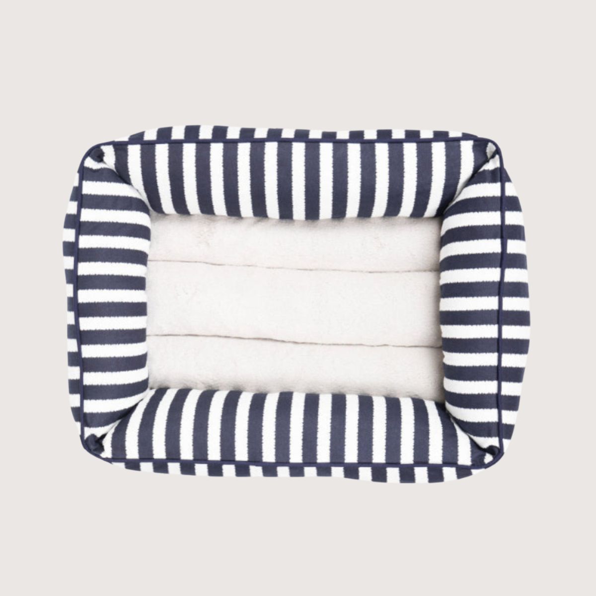 Mog & Bone Bolster Dog Bed  - Navy Hampton Stripe Print