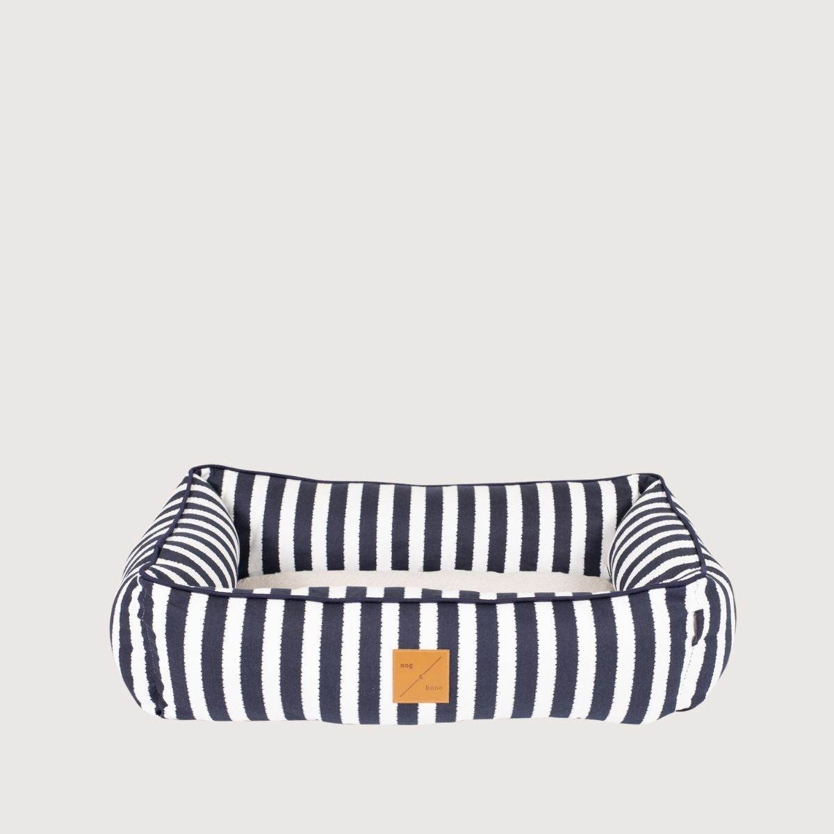 Mog & Bone Bolster Dog Bed  - Navy Hampton Stripe Print