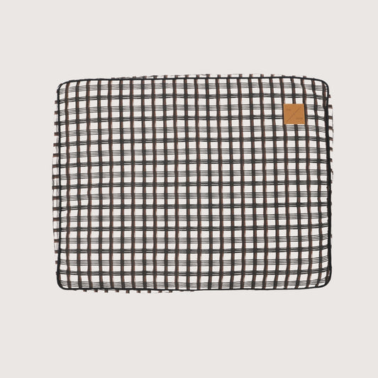 Cushion Dog Bed - Cocoa/ Black Plaid Print