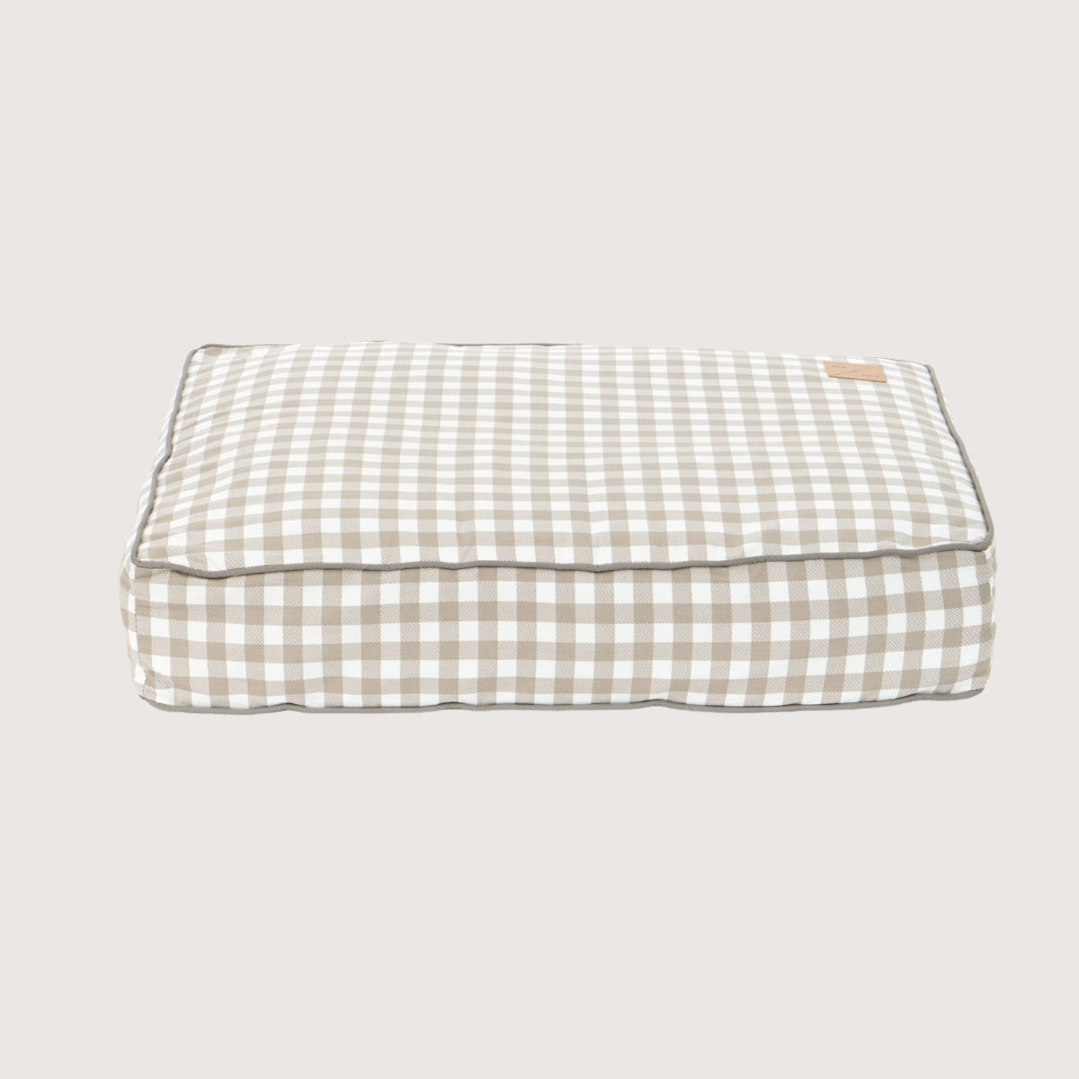 Cushion Dog Bed - Mocha Gingham Print