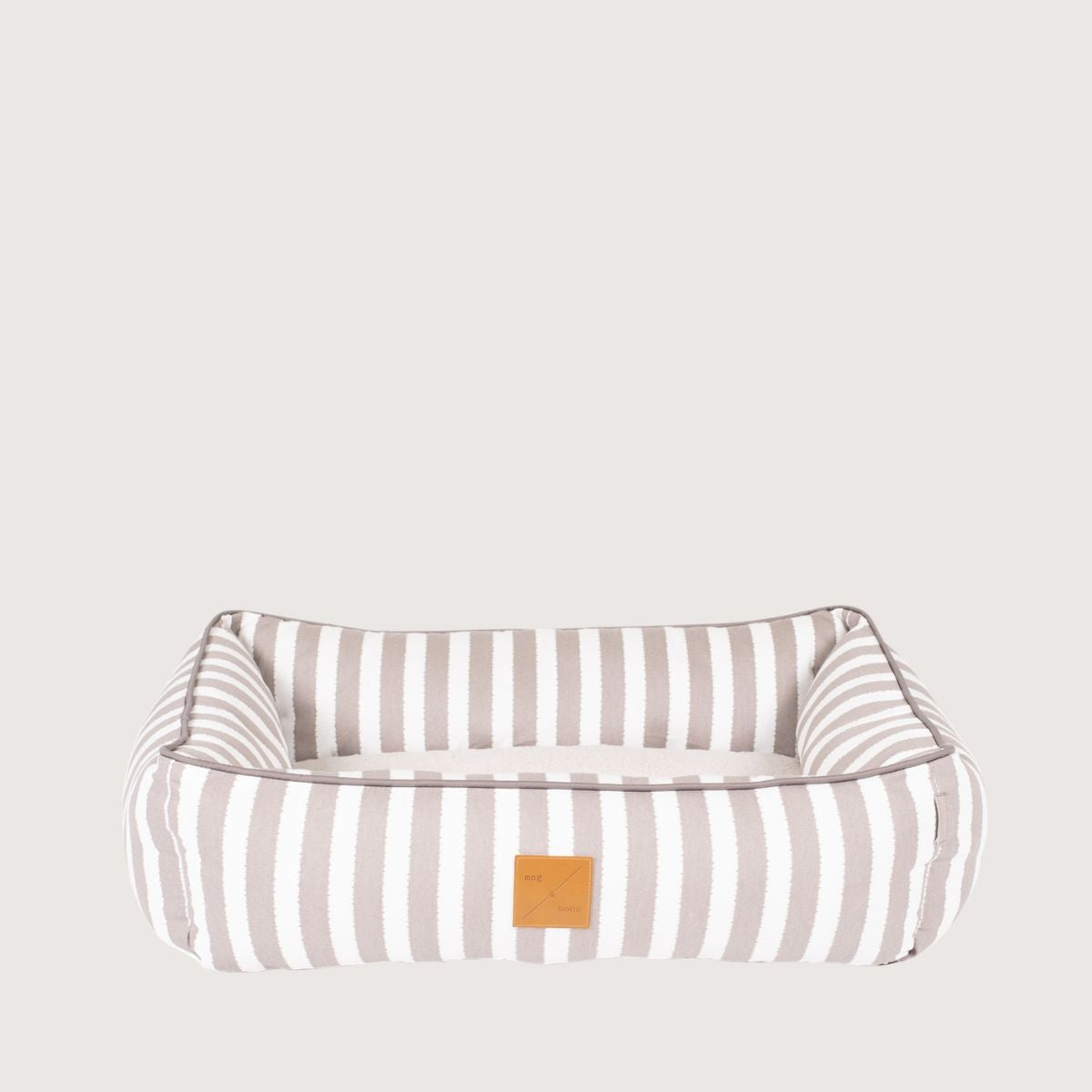 Mog & Bone Pet Products Bolster Dog Bed  - Latte Hampton Stripe Print