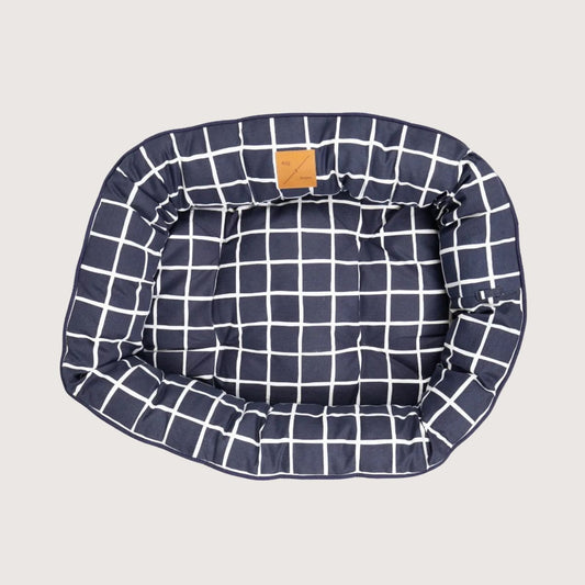 Mog & Bone Pet Products 4 Seasons Reversible Circular Dog Bed - Navy Check Print